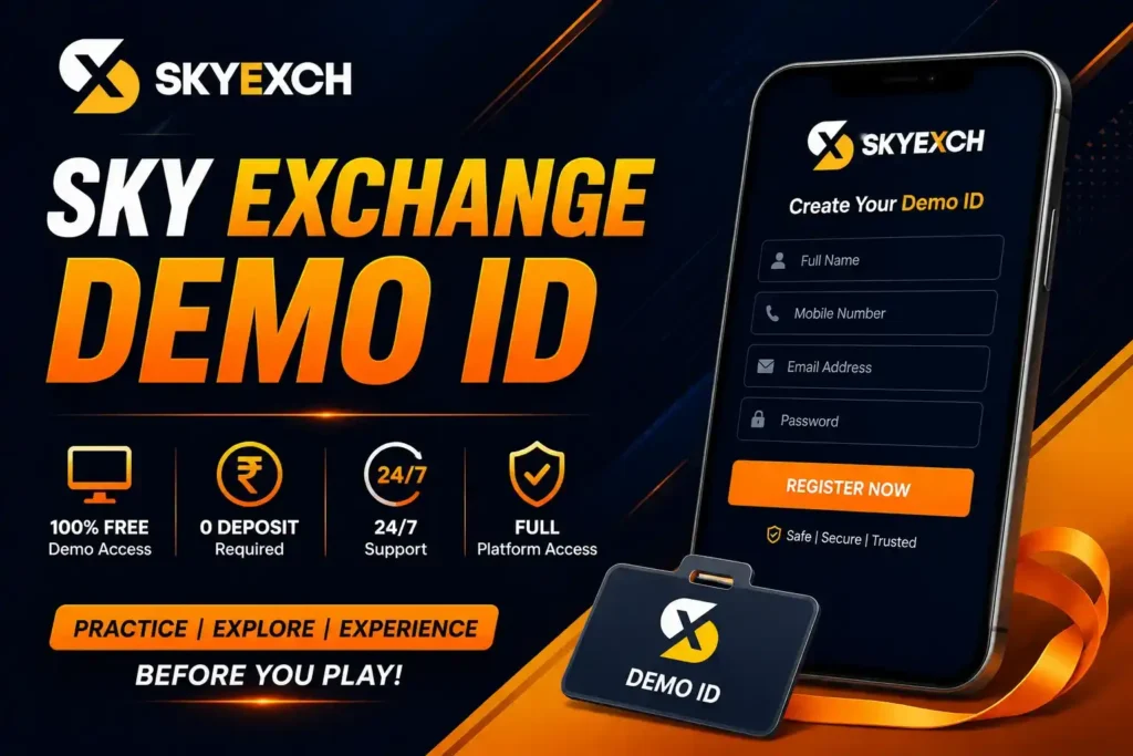Sky Exchange Demo ID registration screen with free demo access and platform features