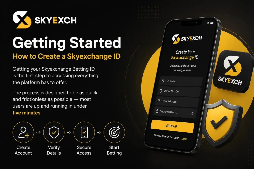 Step-by-step Skyexchange ID registration process showing account creation and user verification workflow