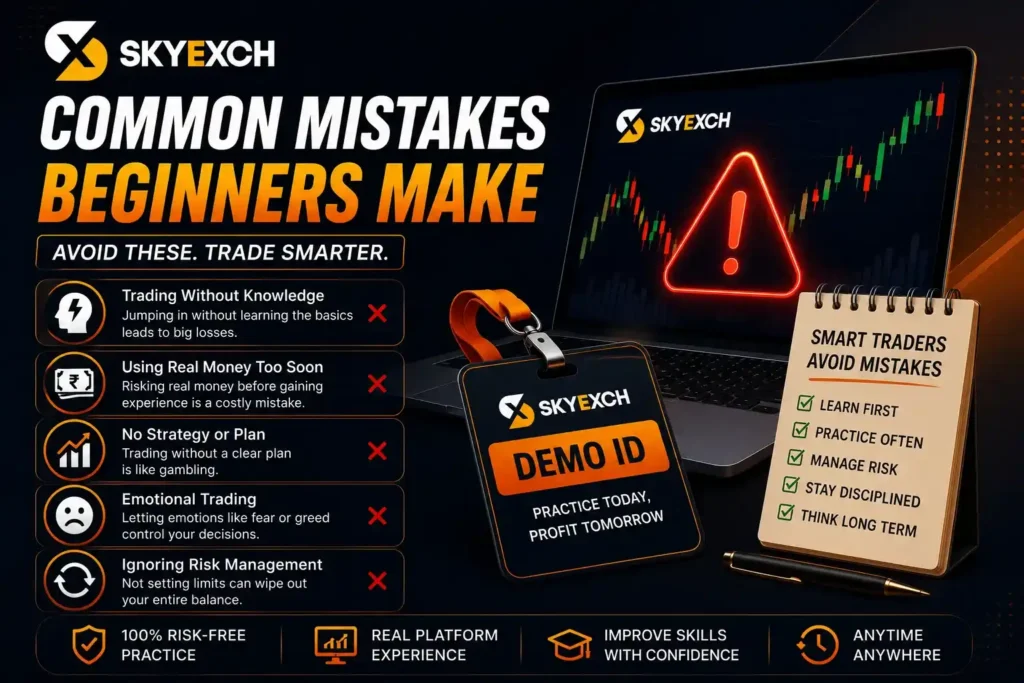 Common mistakes beginners make on Sky Exchange and how a Demo ID helps users learn safely