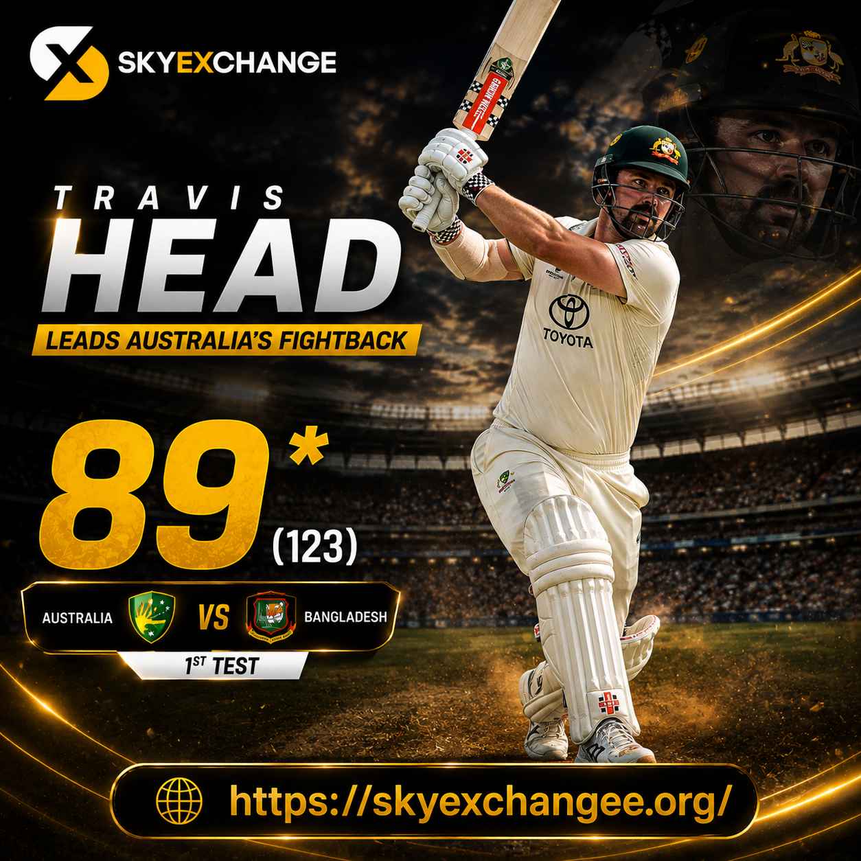 Australia vs Bangladesh Test head Skyexchart