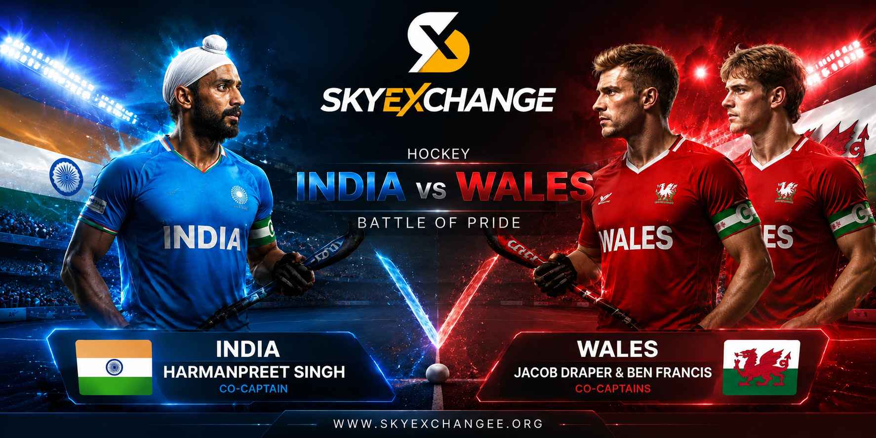India vs Wales Hockey two captains sky27