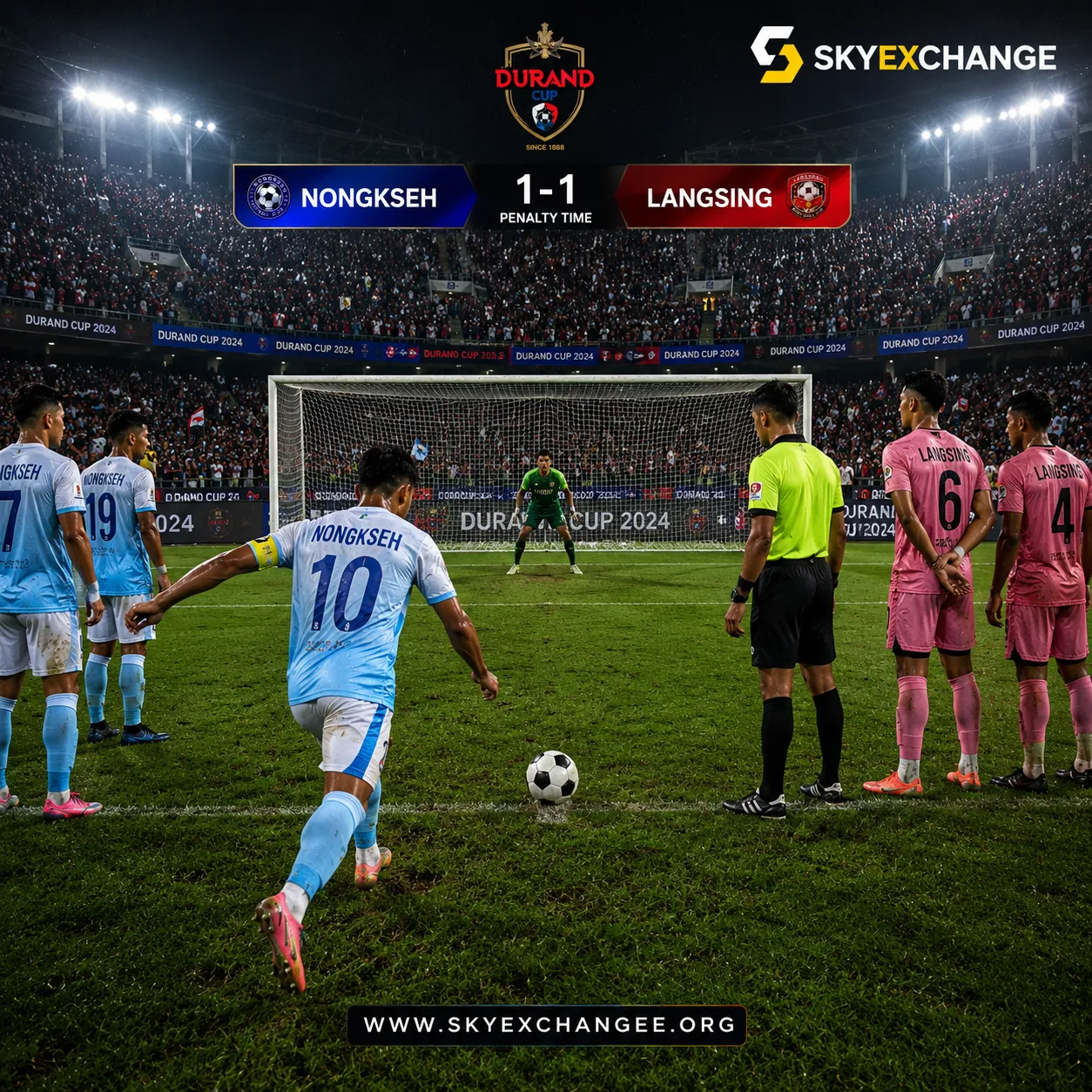 Nongkseh vs Langsning|Football penalty inside a packed stadium.