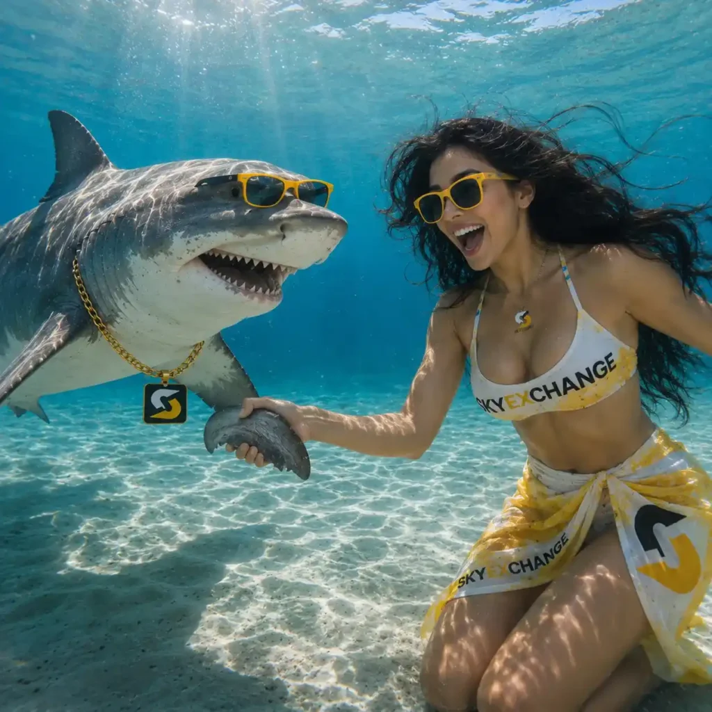 SkyExchangeid Woman shaking hands with shark