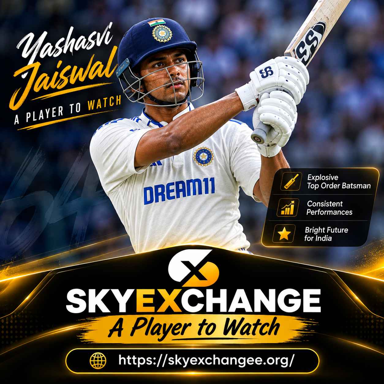 Yashasvi Jaiswal playing for India | Skyexchange
