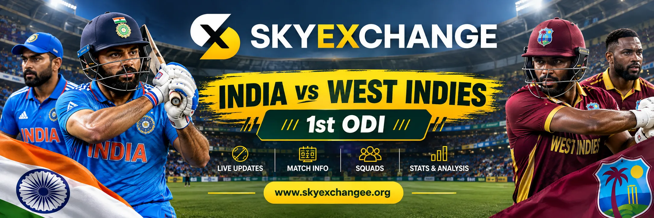 India vs West indies 1st ODI Match in Sky247